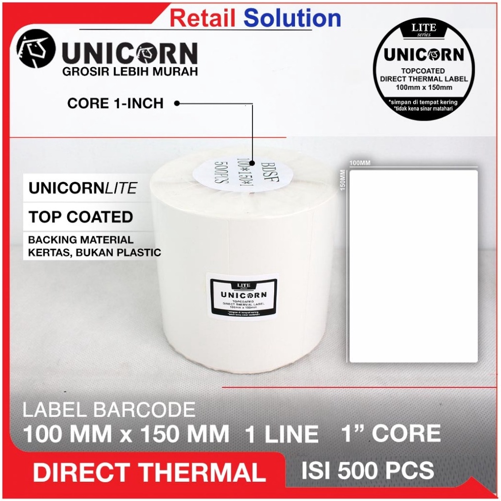 

KODE E64P Label Thermal Resi Stiker 1x15 mm 1 x 15 mm 1x15mm 5pcs