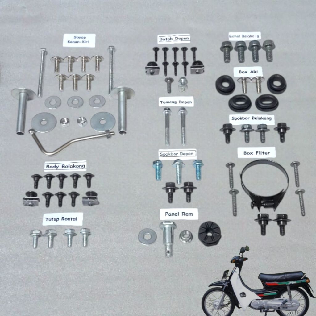 COD Baut Full Set Cover Bodi Body Honda Astrea Grand Bulus / Astrea Grand Sabit / Baut Lengkap Cover