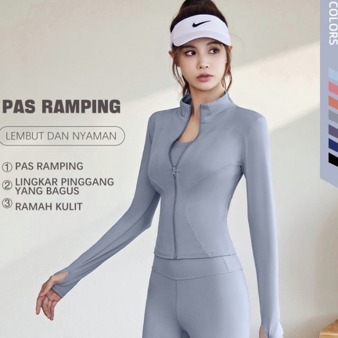 KODE X5H Jaket Ce MTWT1 Lengan Panjang Olahraga Yoga Wanita Womens Long Sleeve Sports Jacket for Spo