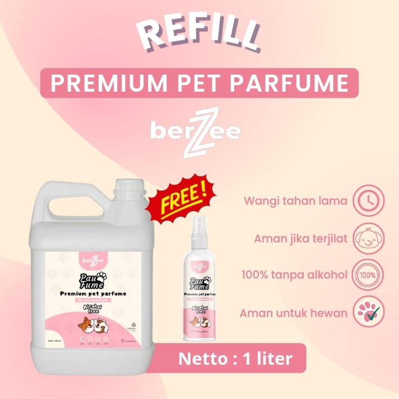 KODE R5J Refill 1 Liter BerZee Care Pet Premium Parfume Parfum Hewan Strawberry Parfum Kucing Parfum