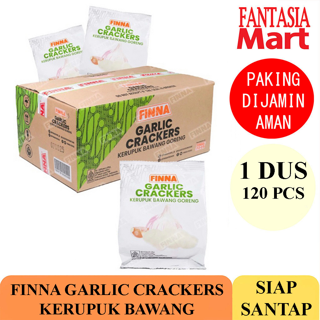 

FINNA GARLIC CRACKERS KERUPUK BAWANG GORENG DUS 120 PCS FANTASIA DENGAN PAKING AMAN