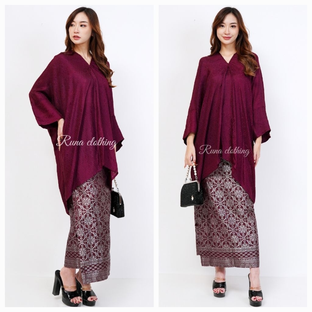BLOUSE KAFTAN TUNIK VISCOSE SEMI SUTRA ARUNA(hanya atasan)kaftan tunik alisa