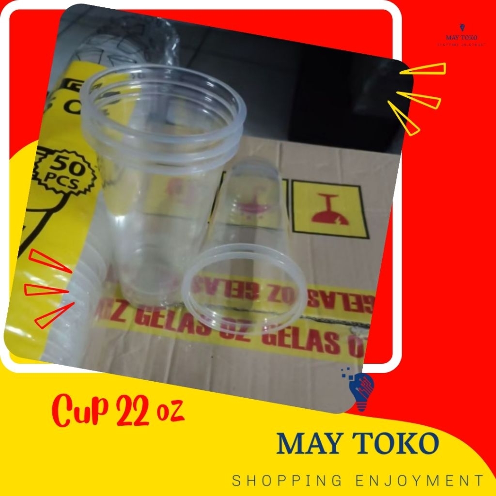 Gelas bening 22 oz Cup 22 oz Jumbo Datar