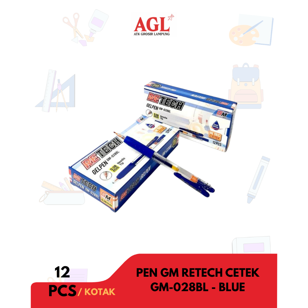 

GADJAH MADA - (12pcs) PEN GM RETECH CETEK GM - 028HL - BLUE - Grosir