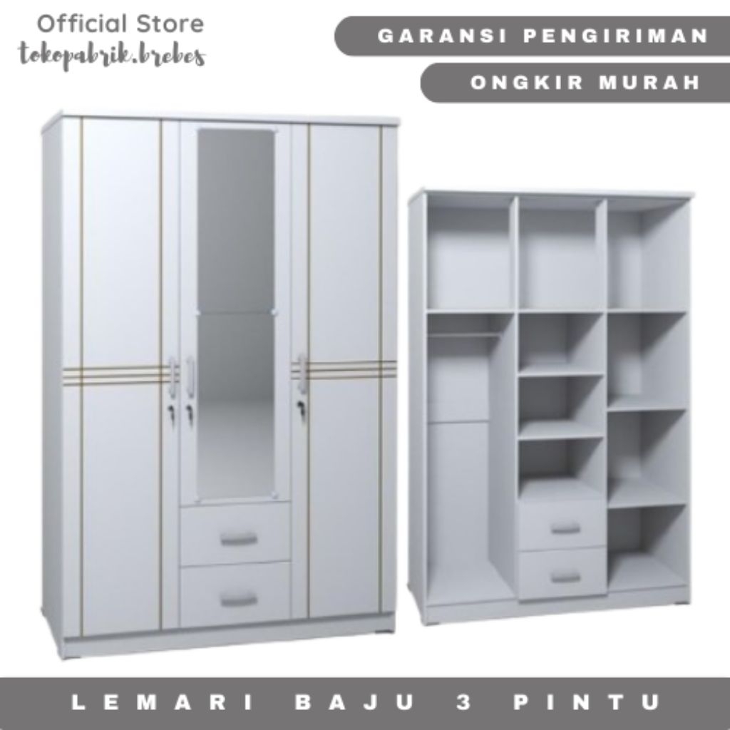 Lemari pakaian 3 pintu full kaca laci lemari olympic lemari baju full kaca minimalis lemari termurah