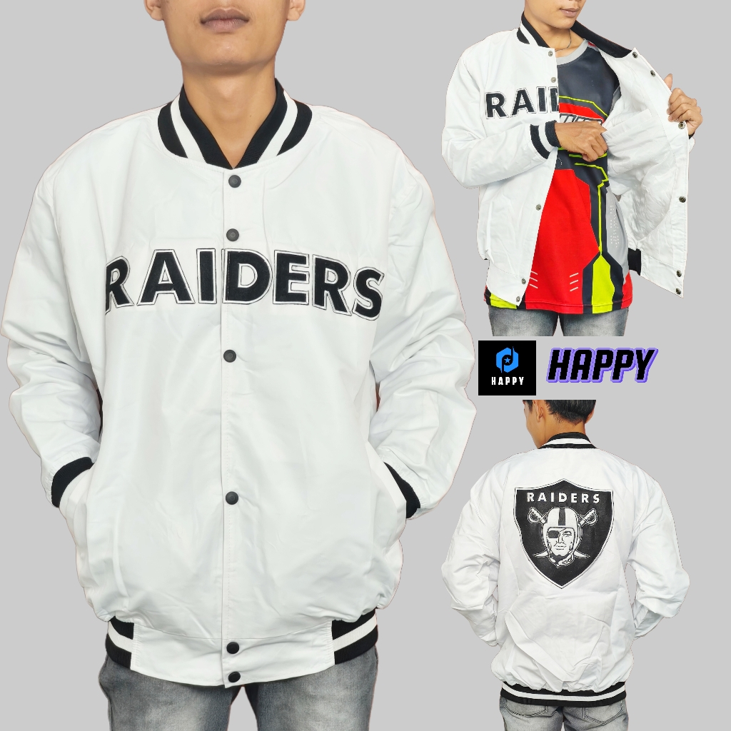 HAPPY Bomber Varsity Jacket Raiders Super Bowl Champion Series - White