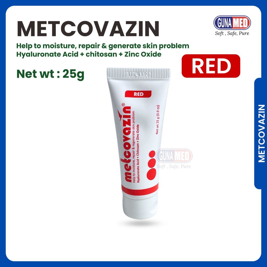 SALEP METCOVAZIN RED 10G 25G / SALEP LUKA / SALEP SEGALA LUKA / DENGAN ZINC OXIDE DAN HYALURONATE