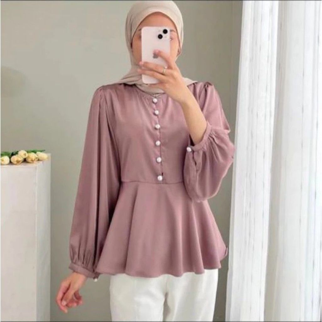 baju atasan wanita blouse linen