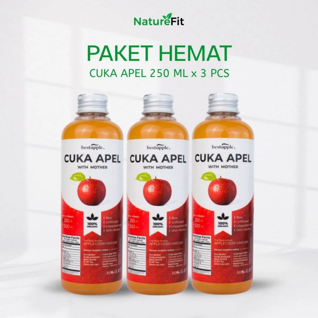 

Paket Hemat Cuka Apel Original - Diet Detoks - Apple Cider Vinegar - Toner Wajah Alami 250ml 3 pcs