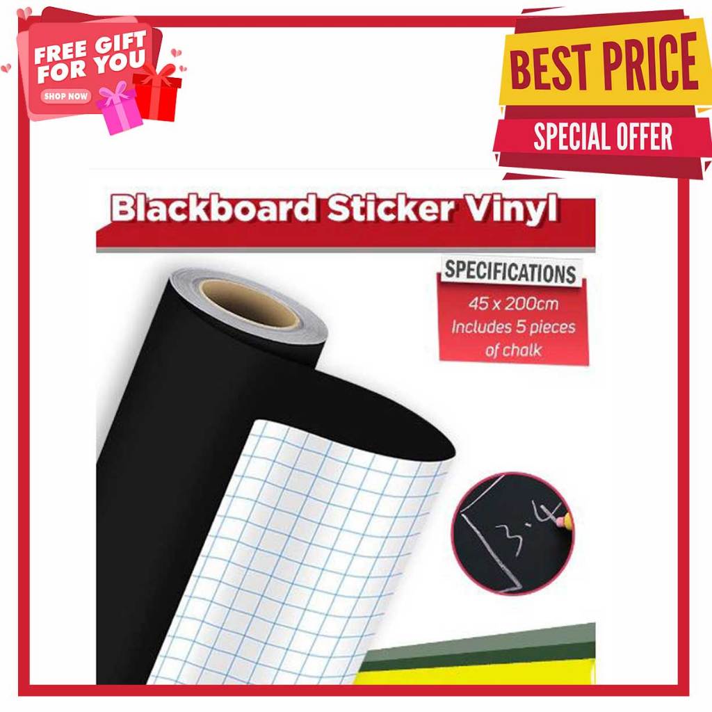 

Stiker Papan Tulis Tempel Dinding | 45 x 200 CM - Stiker Papan Tulis Whiteboard Blackboard Spidol Kapur Tempel Hitam Putih