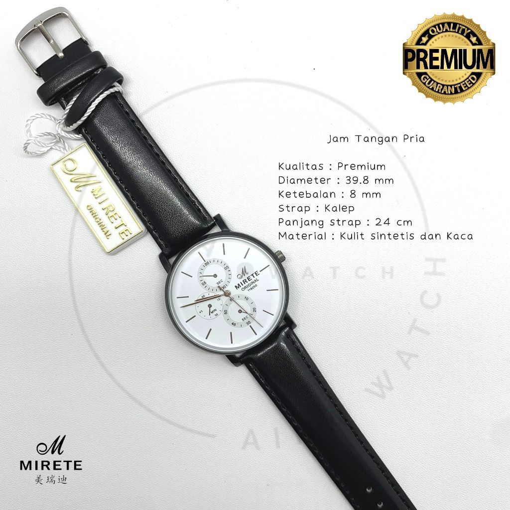 jam tangan mirete kulit pria