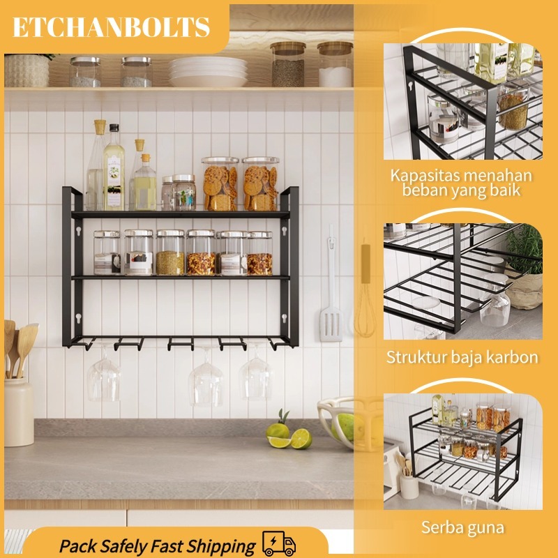 etchandbolts Rak penyimpanan tiga lapis dapur gaya Eropa 43cm ZWJ13