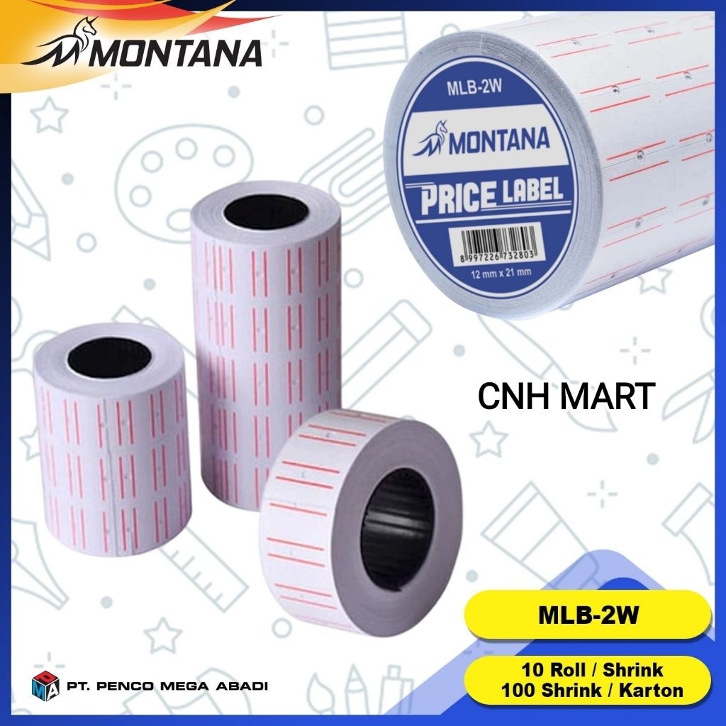 

(10)ROL Kertas Label MLB-2 W Montana - Kertas Label Harga 12mm x 21 mm Harga 10 Rol Kecil