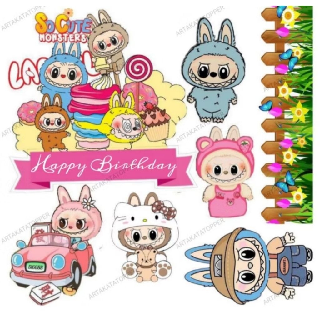 Topper Labubu | Topper Cake Labubu Hiasan Kue Ulang Tahun Labubu