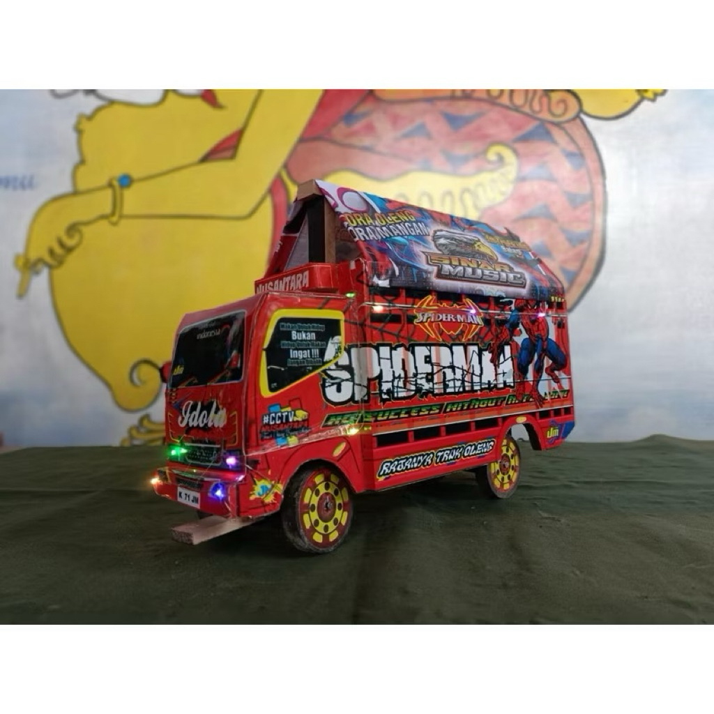 MINIATUR TRUK OLENG KAYU TUTUP TERPAL ATAS / MAINAN TRUCK ANAK