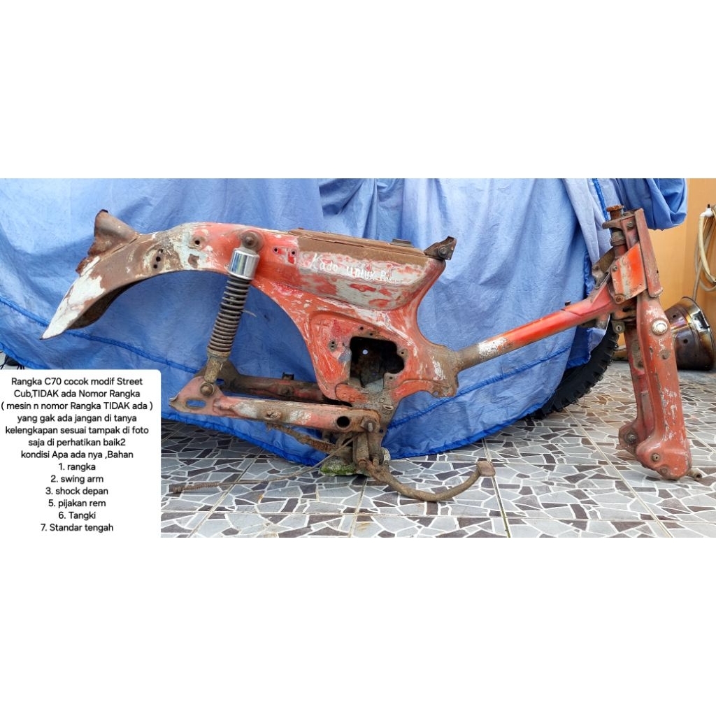 Rangka C70 cocok buat modif Street Cub Tidak ada nomor Rangka( no mesin n nomor rangkaTIDAK ada )yan