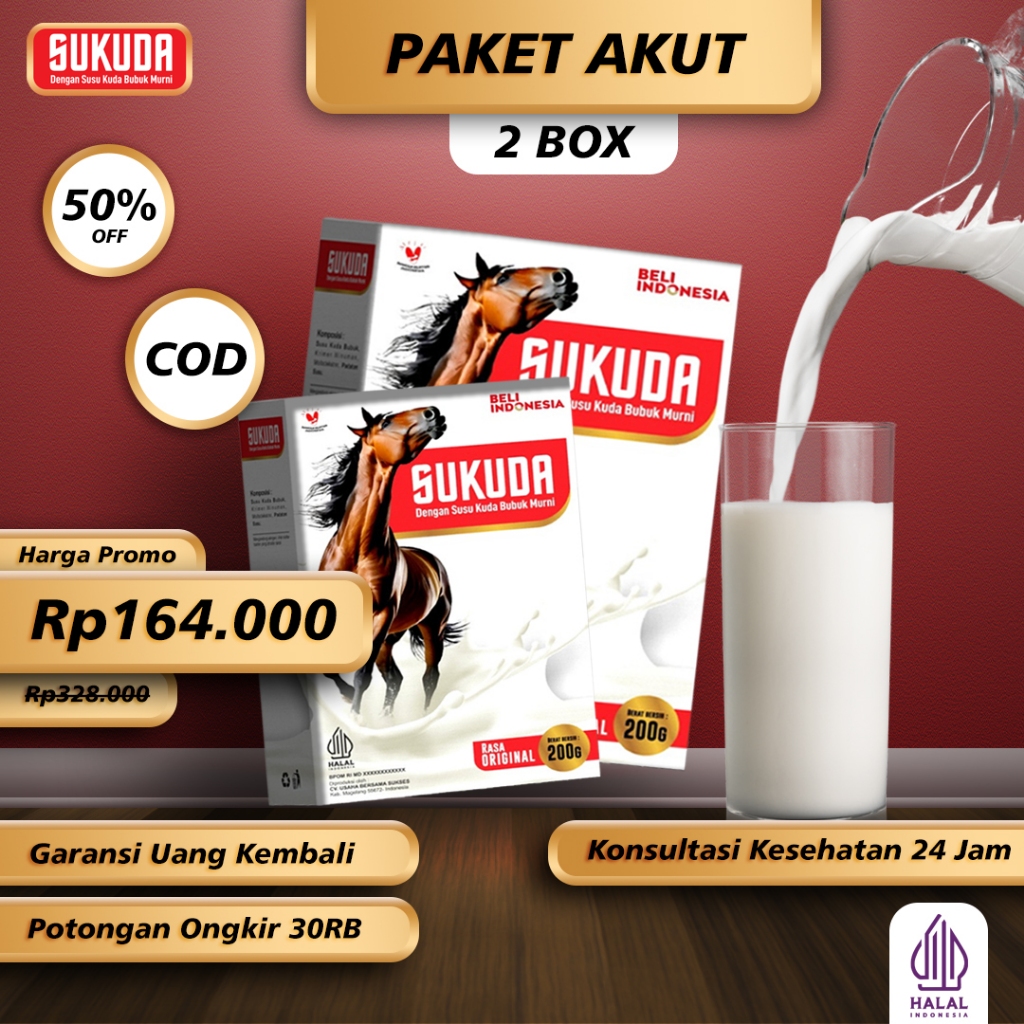 

Sukuda Susu Kuda Liar Lombok Bubuk Kolostrum Murni Original 200 Gram 100% Original 2 Box