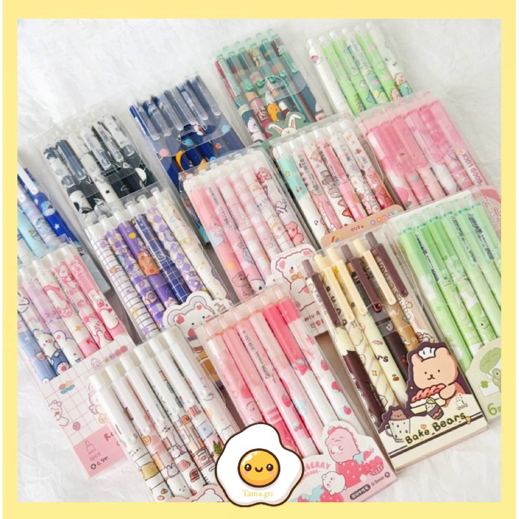 

(6pcs) Set Pen Gel Mekanik 0.5mm Motif Karakter/Pulpen Gel Mekanik Lucu/Pulpen Aesthetic