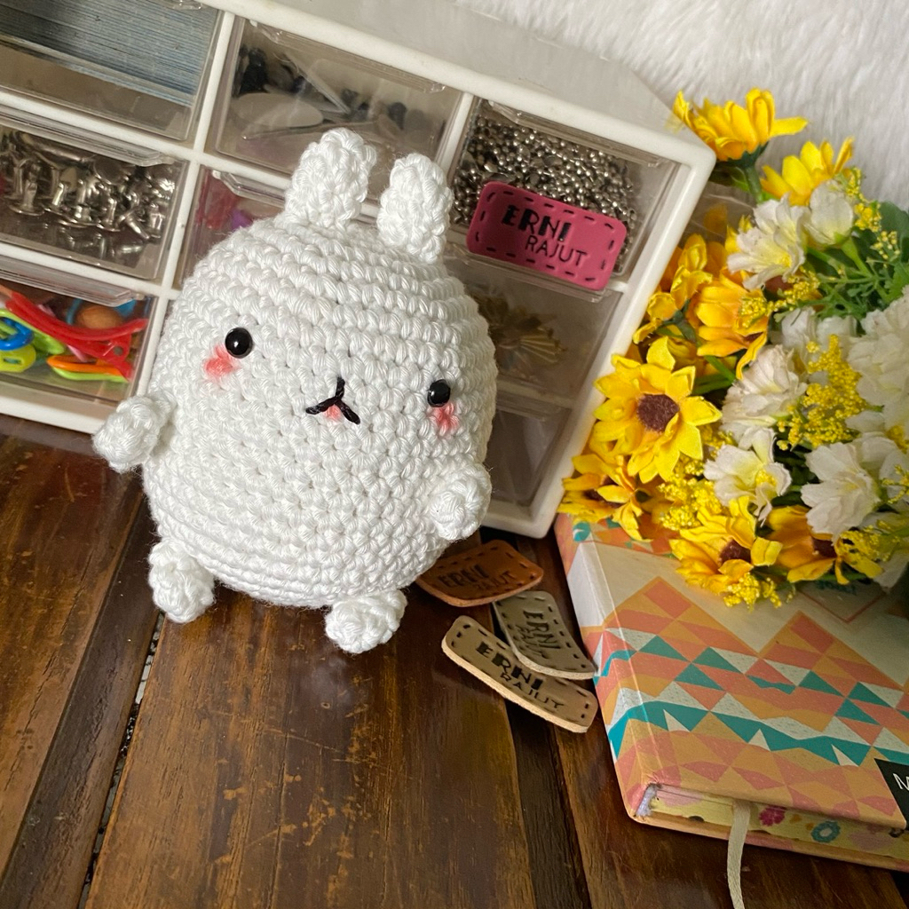 Amigurumi boneka rajut lucu molang | karakter kartun molang lucu putih