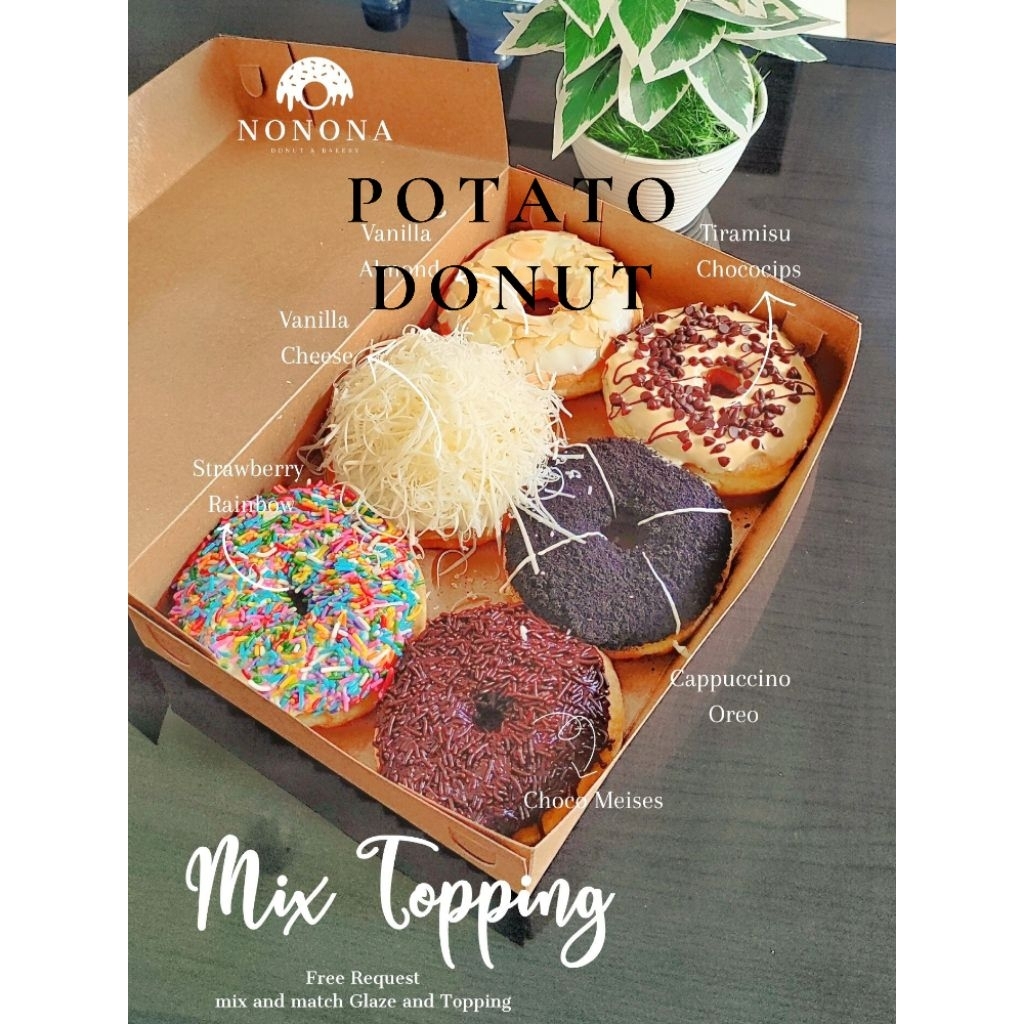 

1 BOX 6Pcs Potato Donut / Donat Kentang Regular topping Mix series