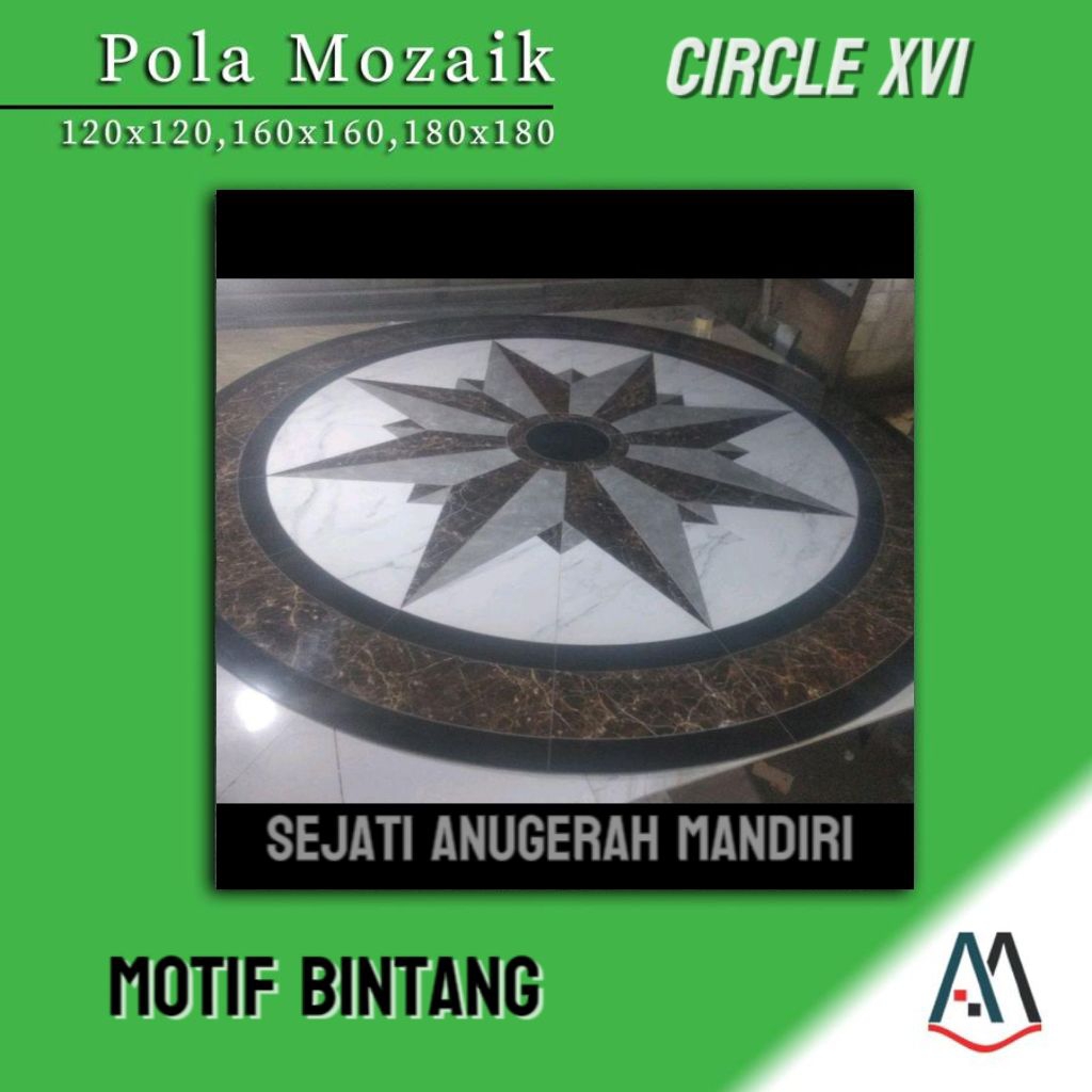 granit pola mozaik motif bintang lingkaran ukuran 120x120 - circle XVI