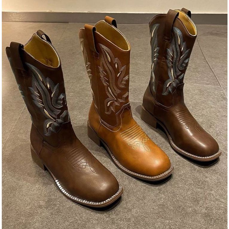 Sepatu Kulit Koboi Cowboy Wanita, Women's western Fashion Cowboy Boots, Knight Boots