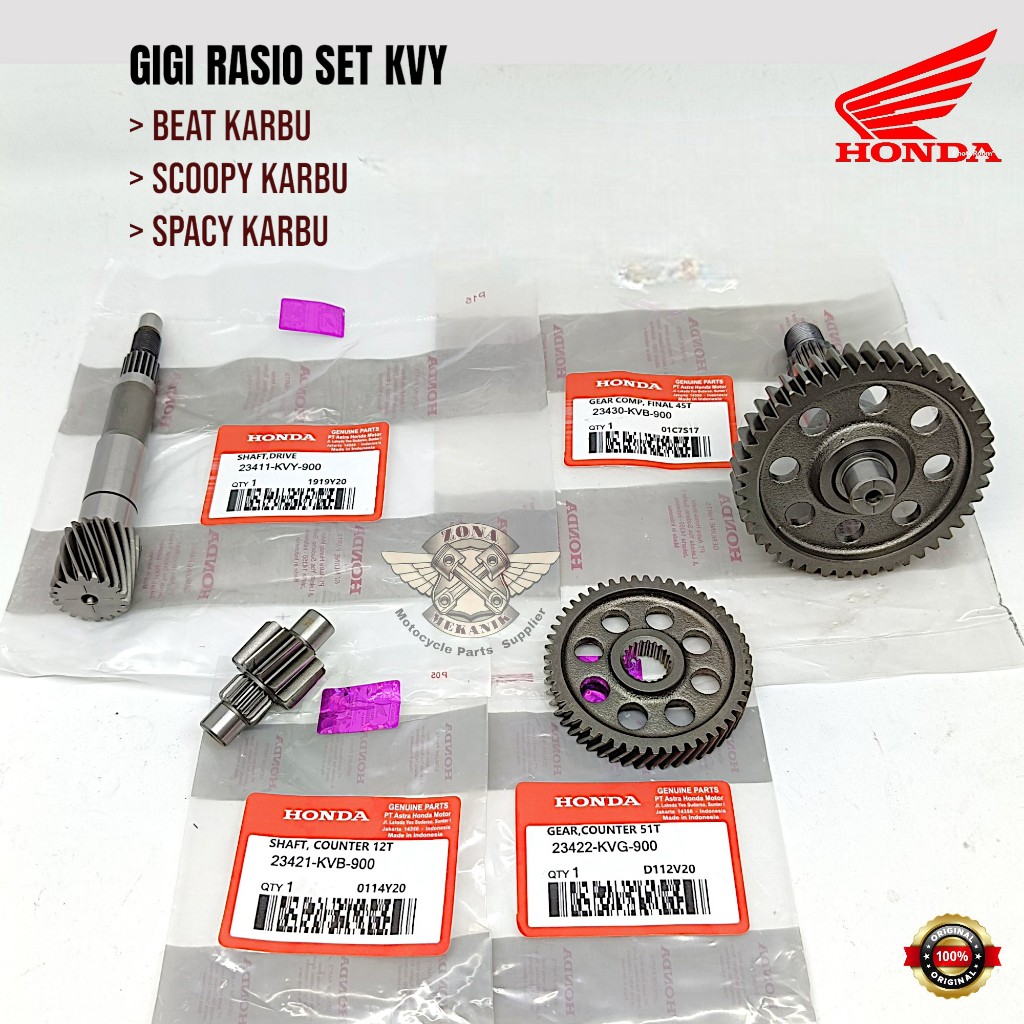 Gear Rasio Set Honda Beat Karbu Scoopy Karbu Spacy Karbu Original Gigi Rasio KVY
