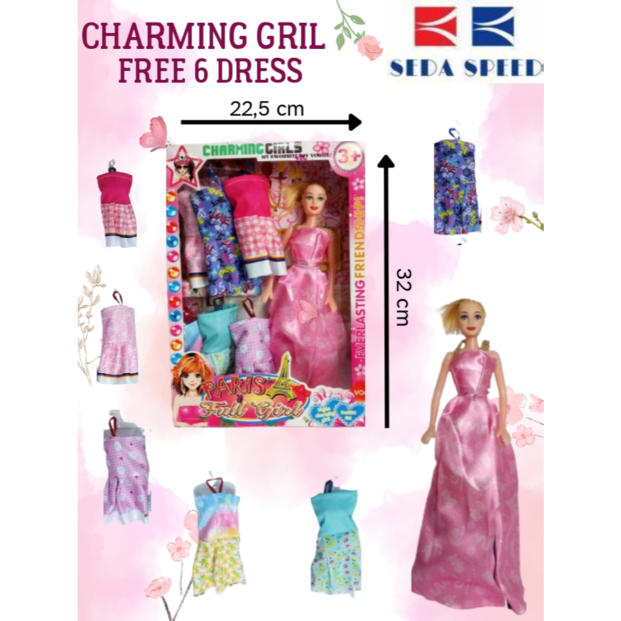 SEDA SPEED MAINAN ANAK BONEKA BARB*E FREE 6 BAJU (9926B)