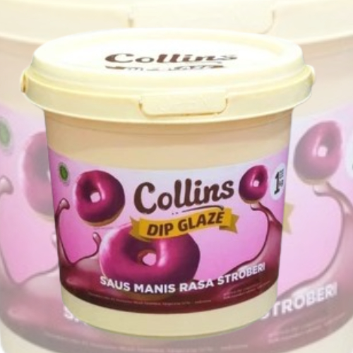 

Collins Dip Glaze Strawberry Saus Manis Rasa Stroberi kemasan pabrik 1 kg