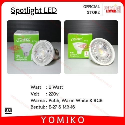 GL21 - Lampu Spotlight LED 6watt Merk Yomiko - Lampu Halogen LED