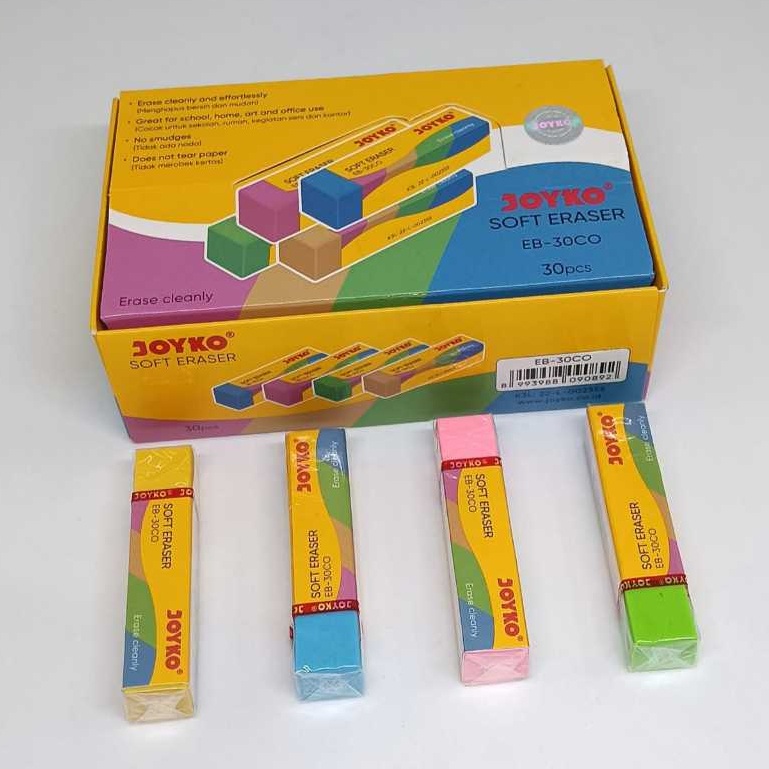 

Penghapus hapusan pensil panjang warna Joyko soft eraser EB-30CO / Perlengkapan menulis / ATK