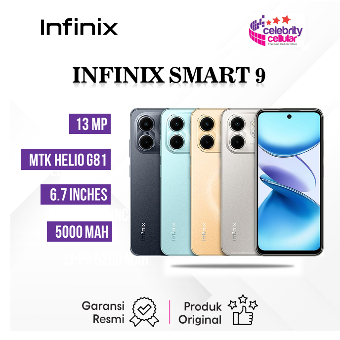 Infinix Smart 9 – RAM 4GB | ROM 128GB | Layar 6.6” | Baterai 5000mAh | HP Murah Terbaik 2025