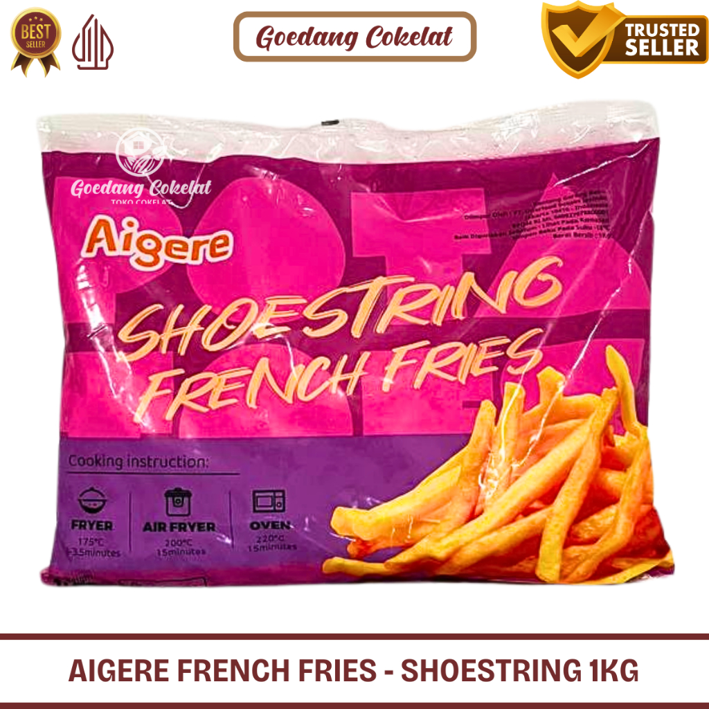 

Aigere French Fries 1 Kg / Kentang Goreng Frozen Shoestring 1Kg