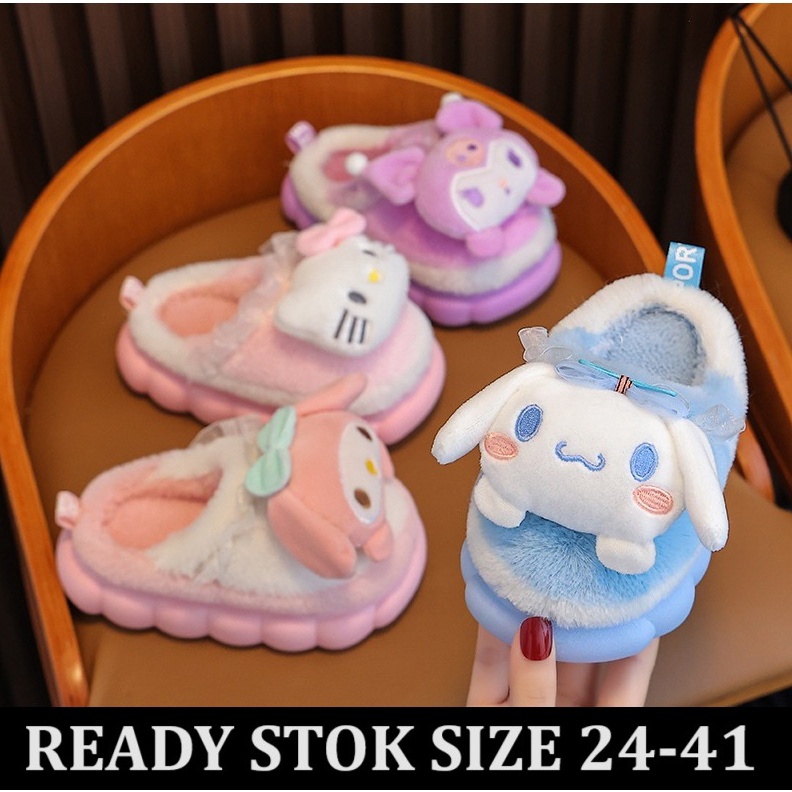 KODE R83V SD4 225 Sandal Bulu Eva anak perempuan cewek Kuromi Cinnamoroll hello kitty melody ungu pi