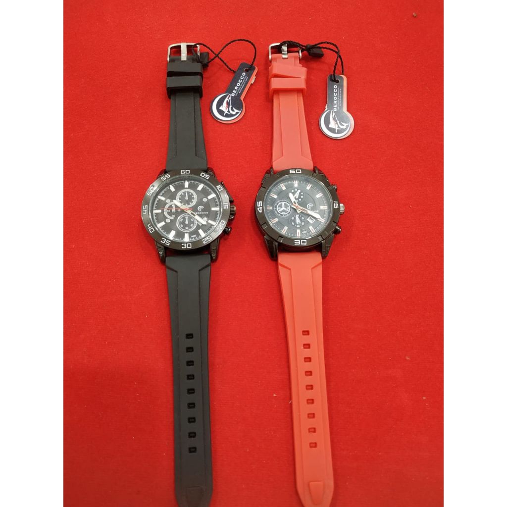Jam Tangan Pria Berocco Analog Strap Karet