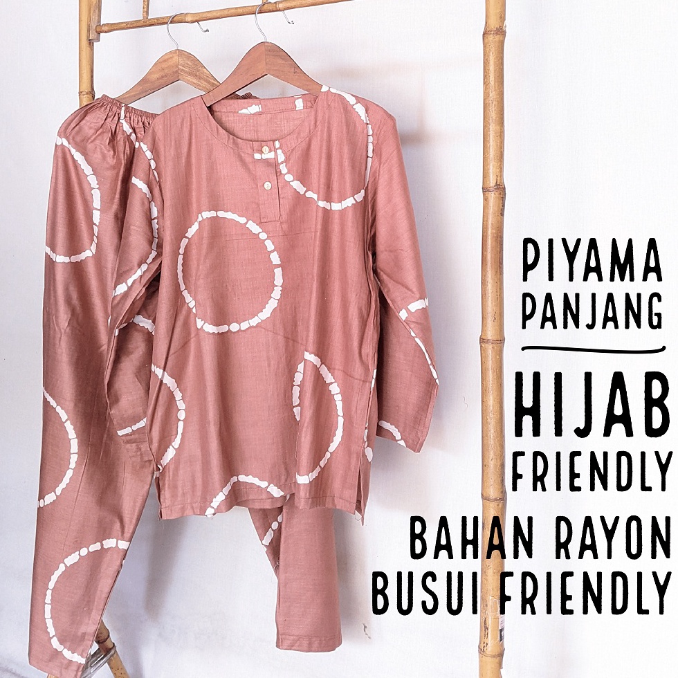 KODE E62I Piyama Panjang Wanita Hijab Piyama Lengan Panjang Rayon Hijab Piyama Tidur Wanita Lengan P