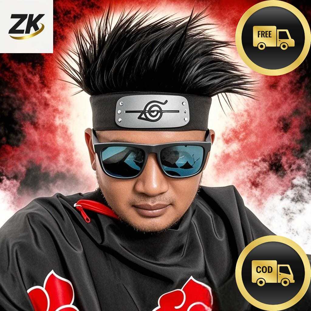 Wig Pria Topi Rambut Palsu Model Naruto Sasuke