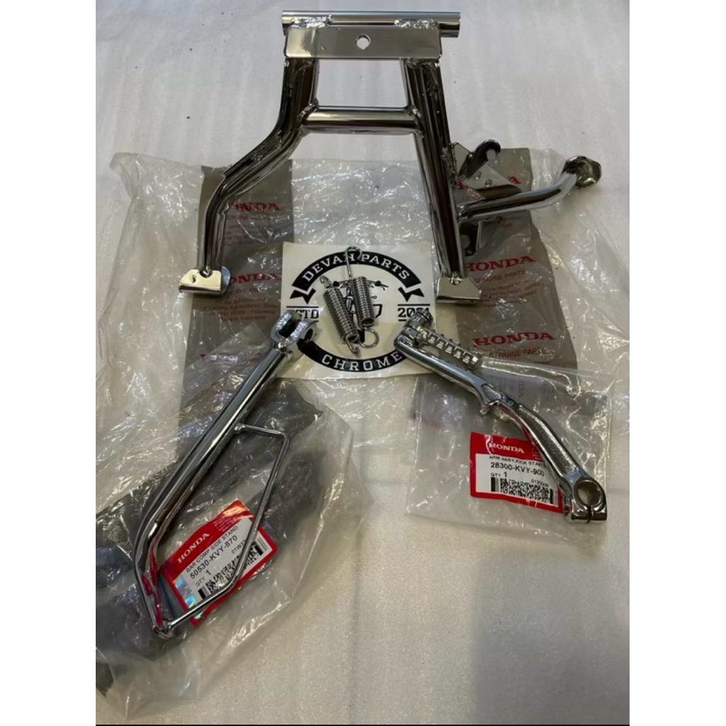 Standar Tengah/Standar Samping/ Slahan/Kick Stater Honda Beat Karbu , Scoopy Karbu Original Chrome