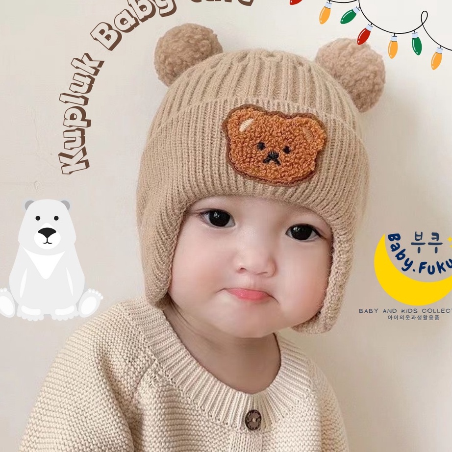 Topi Kupluk Anak Topi Bayi Kupluk Bayi Bahan Wol Rajut Premium Banyak Motif Cewek Cowok