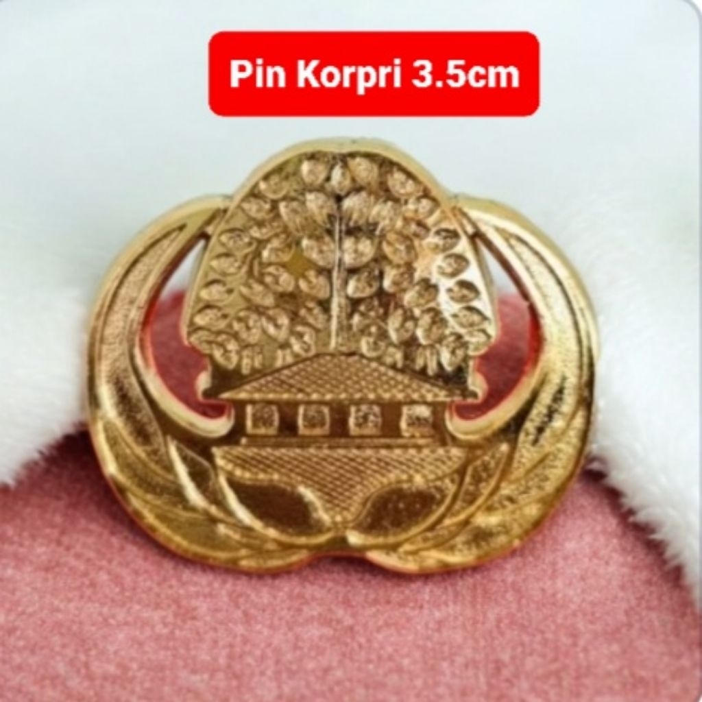 Pin lambang Korpri ASN PNS premium Magnet dan peniti bahan logam cor sepuh emas Gold 3.5mm