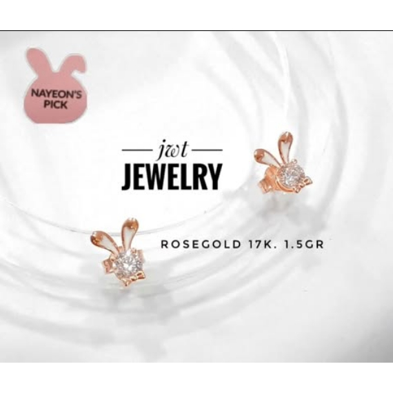 GIWANG ANTING TUSUK EMAS NAYEON TWICE SOLITAIRE KELINCI BUNNY RABBIT UBS MODEL BERLIAN