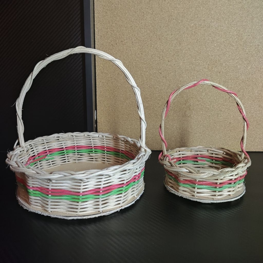 Keranjang Parcel Rotan Buah Telur Mini Bulat Kerajinan Tangan