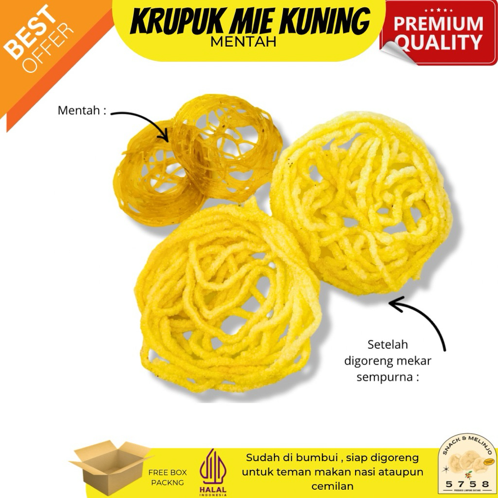 

KERUPUK MIE KUNING BUMBU MENTAH RENYAH uk sedang