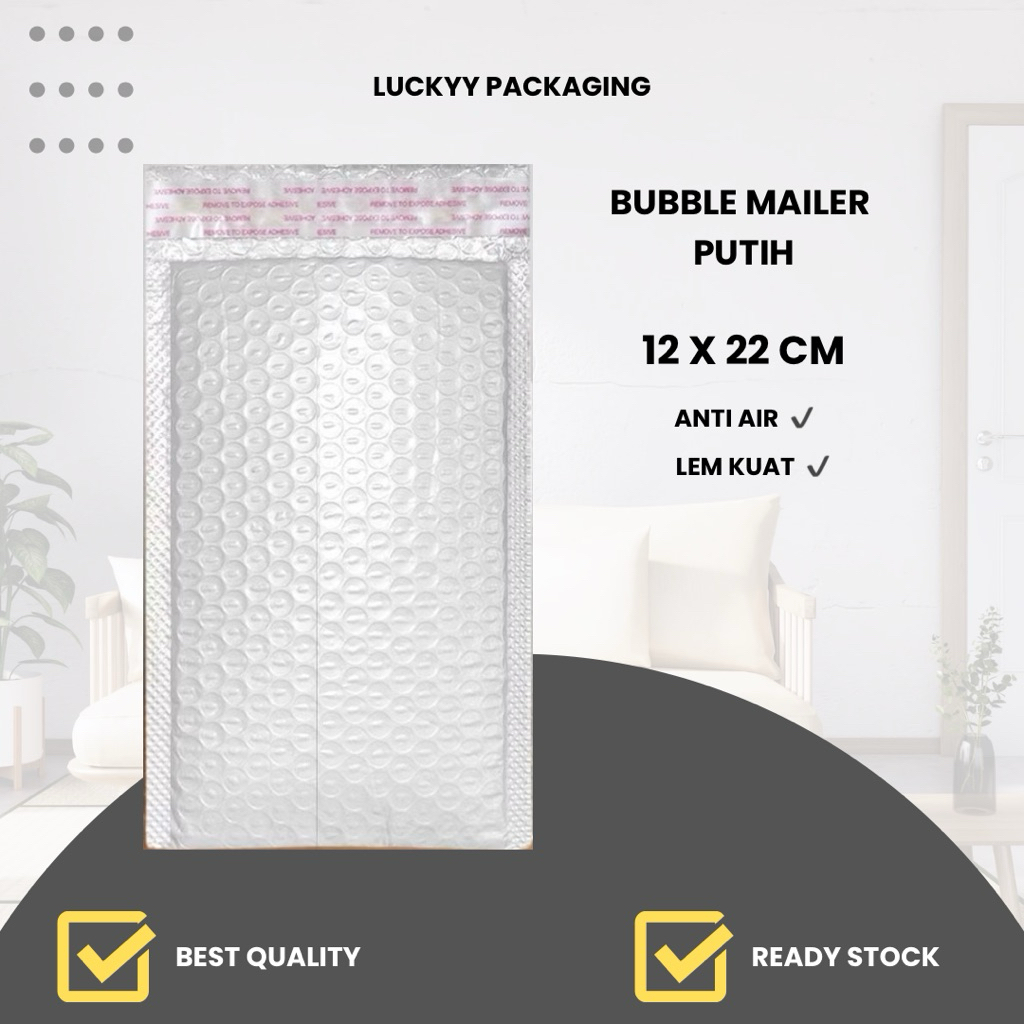 

Plastik packing BUBBLE MAILER 12 x 22 Putih Amplop Bubble kantong plastik Bubble wrap Putih