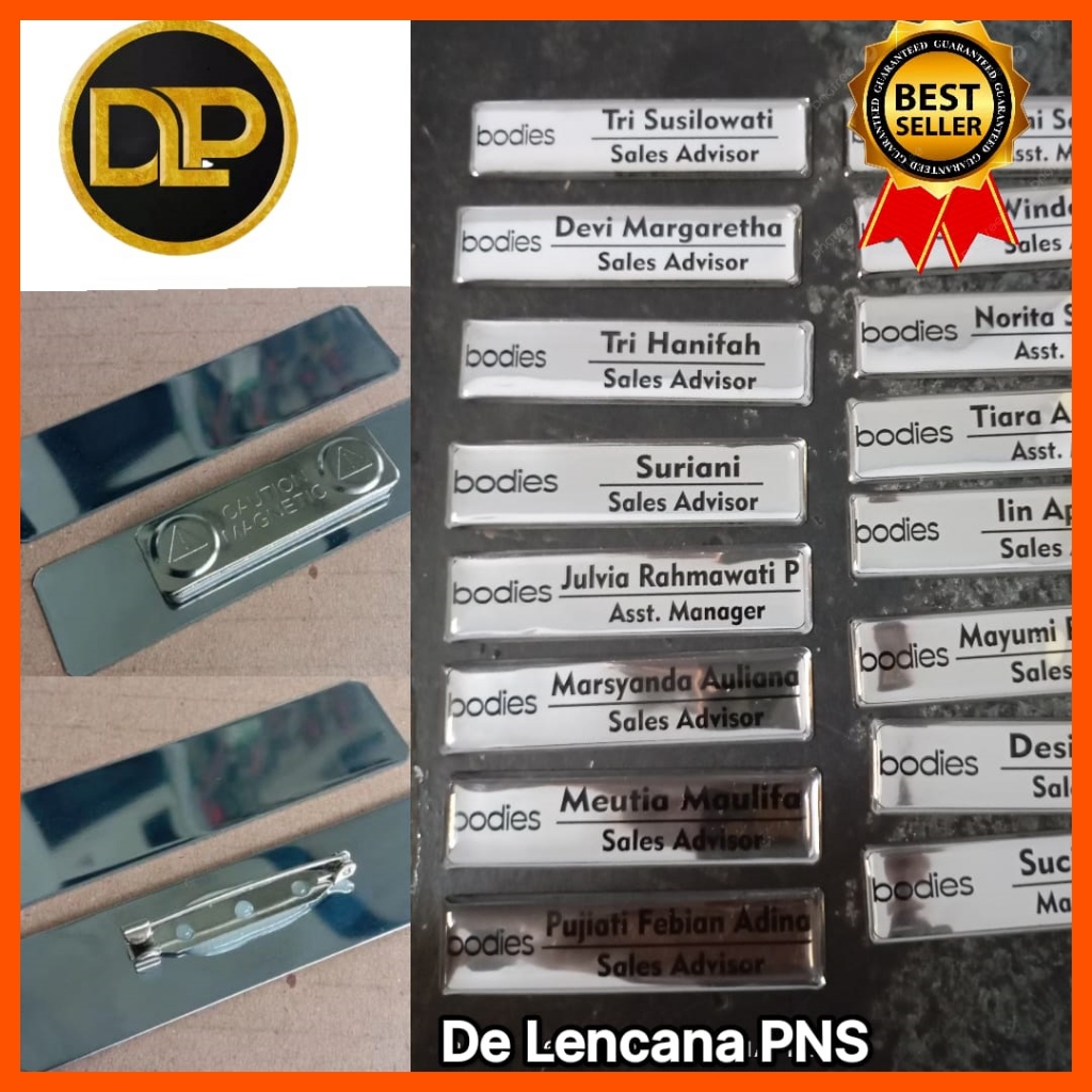 

Nama dada name tag bahan stainless warna silver RB9