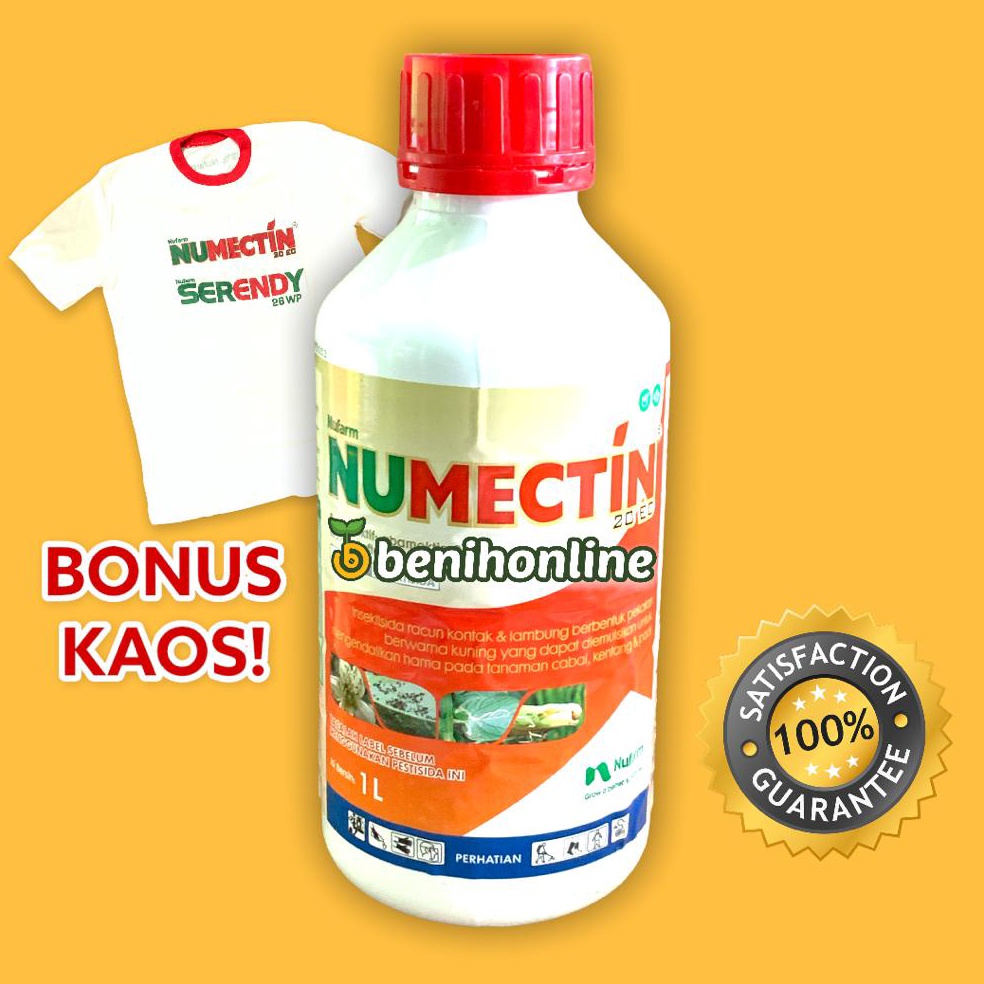 KODE L64P INSEKTISIDA NUMECTIN ABAMEKTIN 2 EC Bening 1 Liter bonus kaos obat kriting daun hama trips