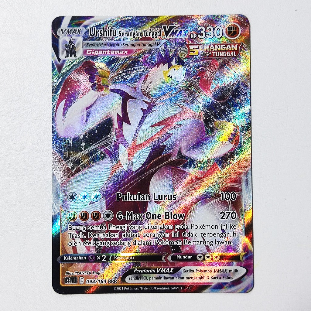 Urshifu Serangan Tunggal VMAX RRR 093/184 S8b Kartu Pokemon Indonesia
