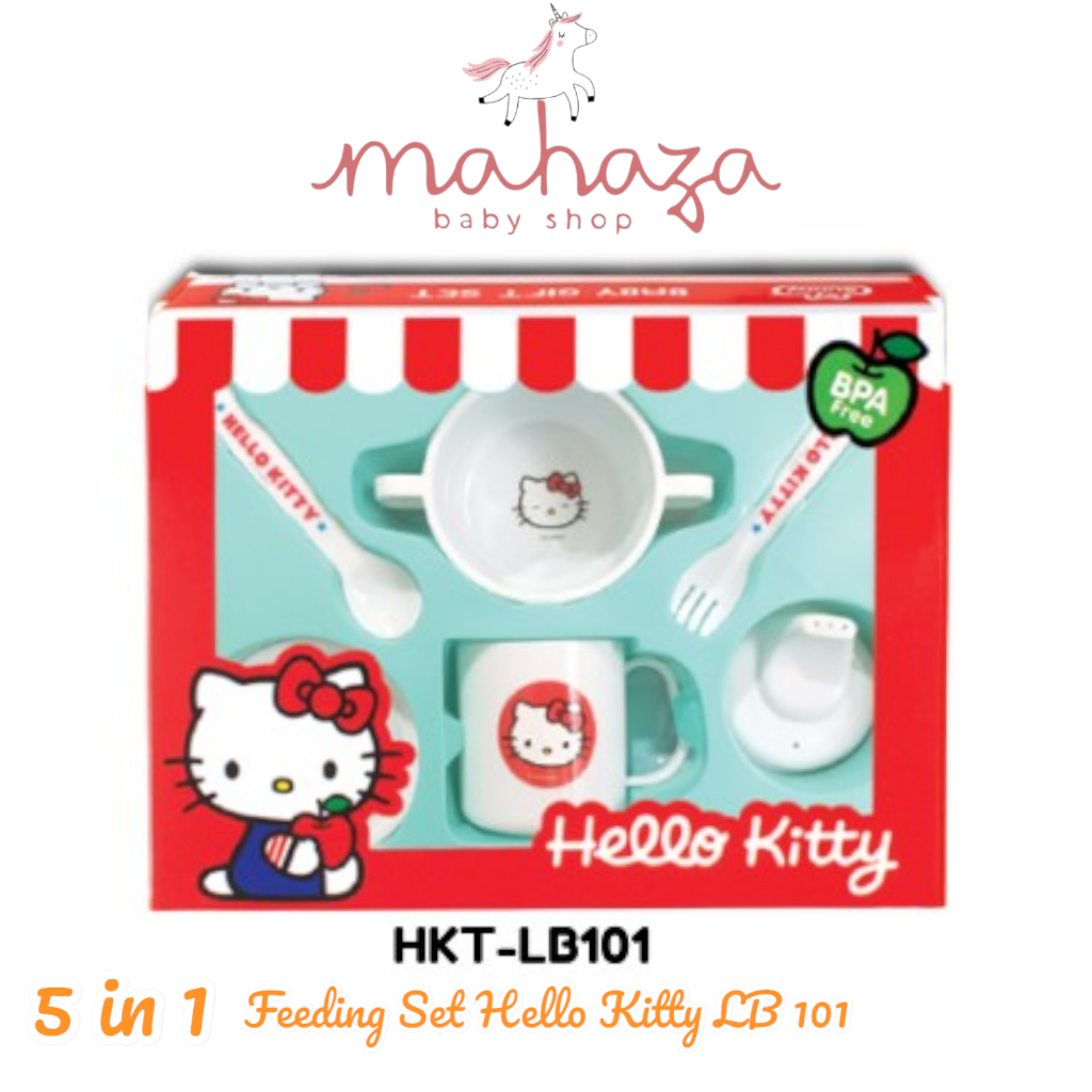 HKT LB 101 Hello Kitty Feeding Set Small  Perlengkapan Makan Bayi Bunny Feeding Set 5in1 | Alat Maka