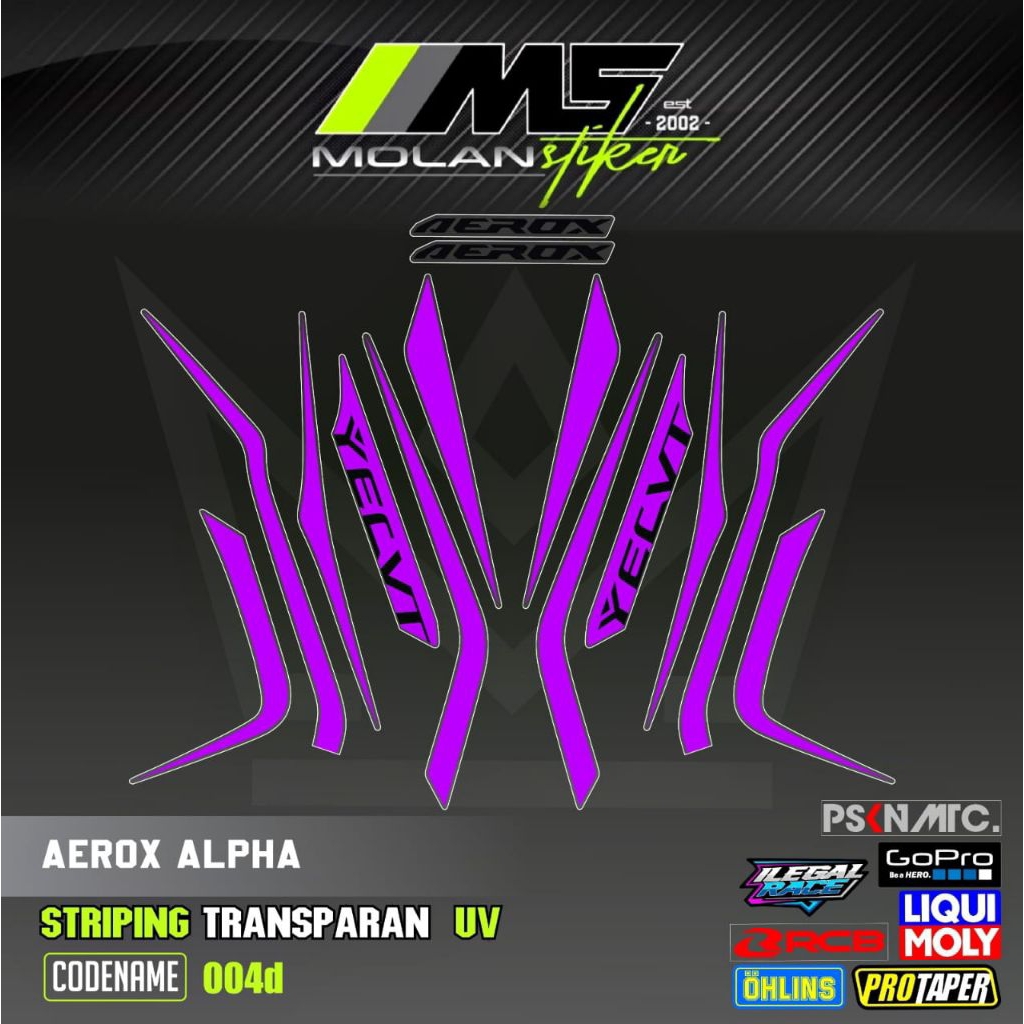 Decal Sticker Striping Variasi Transparan Uv All New Aerox Turbo Ultimate 2025 All New Aerox Alpha C