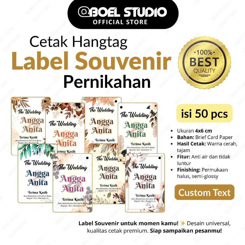 

(50 Pcs) Label Kartu Souvenir Pernikahan Keren Termurah